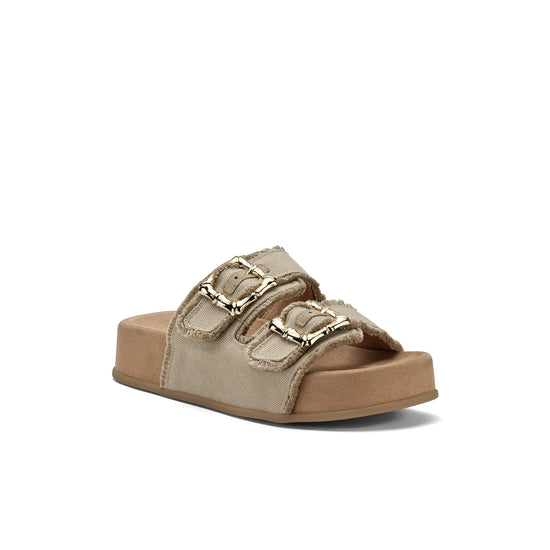 Womens Grain Canvas Slide- Paul Green Shoes Delaney Slide- 3/4 View view 3