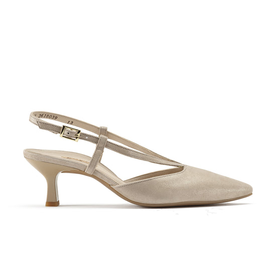 Womens Cachemire Metallic Suede Slingback- Paul Green Shoes Fantasia Sling- Side View view 1