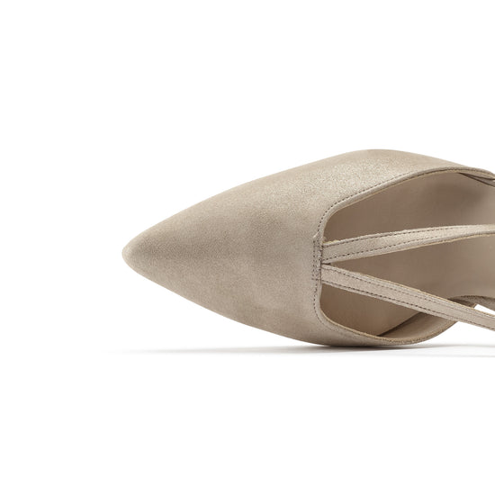 Womens Cachemire Metallic Suede Slingback- Paul Green Shoes Fantasia Sling- Closeup Toebox View view 2