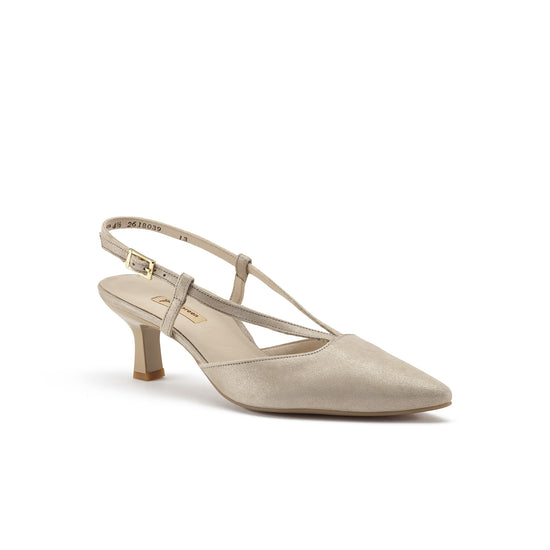 Womens Cachemire Metallic Suede Slingback- Paul Green Shoes Fantasia Sling- 3/4 View view 3