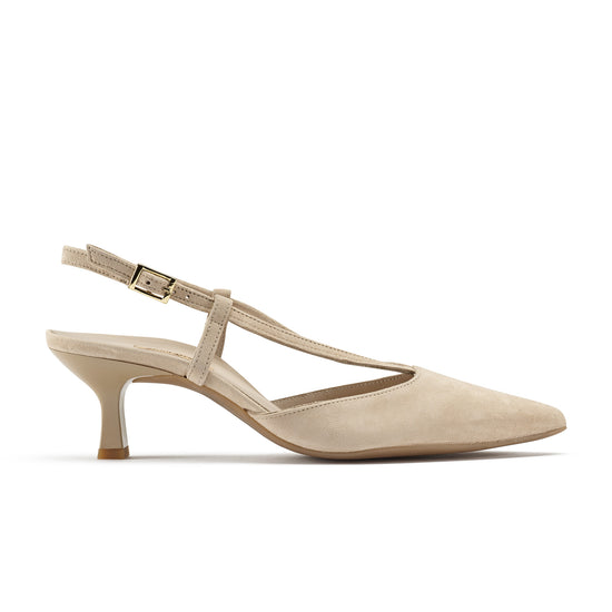 Womens Biscuit Suede Slingback- Paul Green Shoes Fantasia Sling- Side View view 1