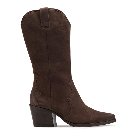 Womens Wood Soft Suede Boot- Paul Green Shoes Easton Boot- Side View view 1