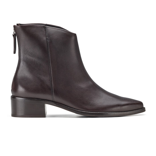 Womens Brown Leather Boot- Paul Green Fiona Zip Boot- Side Profile View view 1