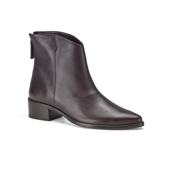 Womens Brown Leather Boot- Paul Green Fiona Zip Boot- 3/4 Angle View view 3