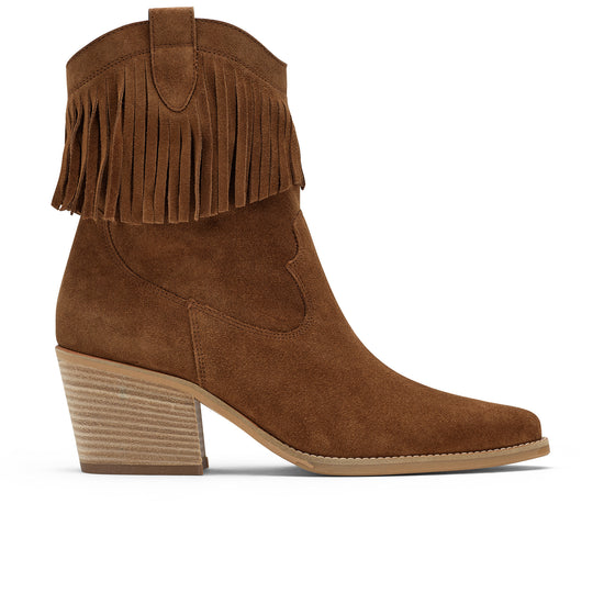 Womens Toffee Soft Suede Boot- Paul Green Shoes Eliza Boot- Side View view 1