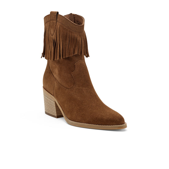 Womens Toffee Soft Suede Boot- Paul Green Shoes Eliza Boot- 3/4 View view 3
