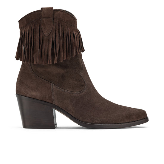 Womens Mocca Soft Suede Boot- Paul Green Shoes Eliza Boot- Side View view 1