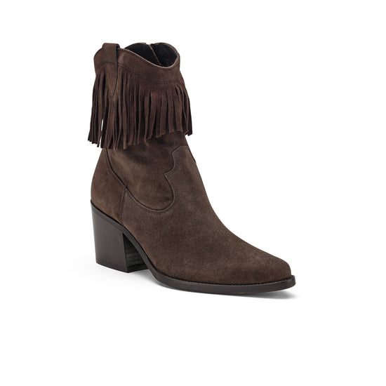 Womens Mocca Soft Suede Boot- Paul Green Shoes Eliza Boot- 3/4 View view 3