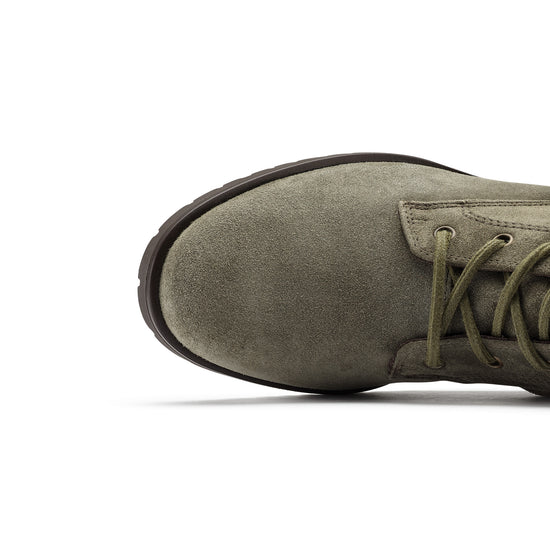 Womens Olive Suede Boot- Paul Green Shoes Franklin Boot- Closeup Toebox View view 2