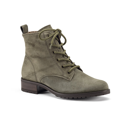 Womens Olive Suede Boot- Paul Green Shoes Franklin Boot- 3/4 View view 3