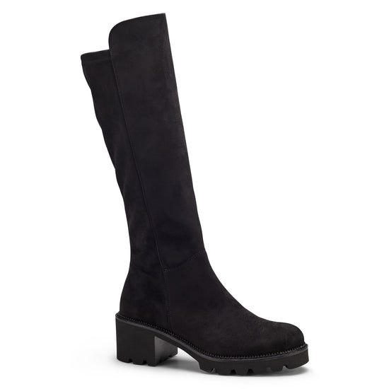 Womens Black Soft Stretch Boot- Paul Green Shoes Evette Boot- 3/4 View view 3