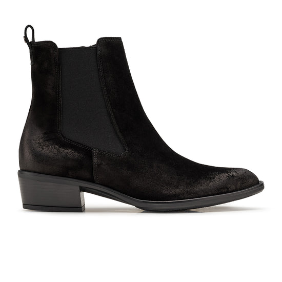 Womens Black Soft Suede Bottie- Paul Green Shoes Enya Bottie- Side View view 1