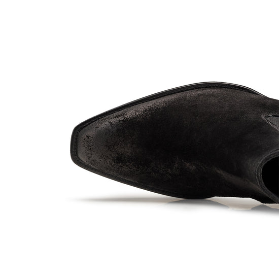 Womens Black Soft Suede Bottie- Paul Green Shoes Enya Bottie- Closeup Toebox View view 2