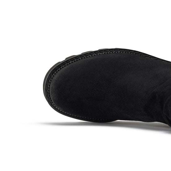 Womens Black Suede Boot- Paul Green Shoes Fabian Boot- Closeup Toebox View view 2