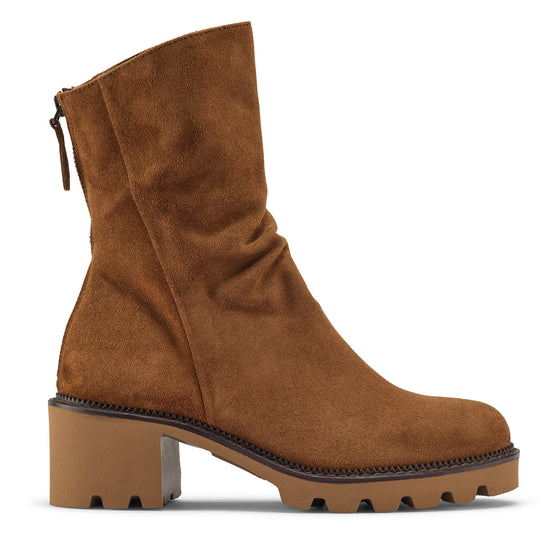Womens Toffee Soft Suede Boot- Paul Green Shoes Fabian Boot- Side View view 1