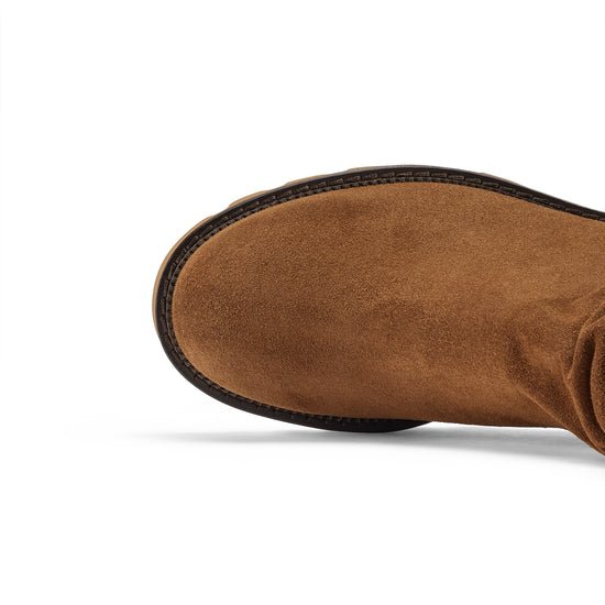 Womens Toffee Soft Suede Boot- Paul Green Shoes Fabian Boot- Closeup Toebox View view 2