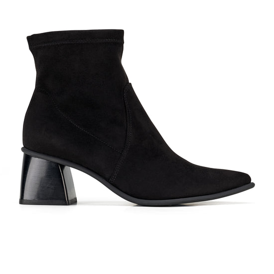 Womens Black Soft Stretch Bootie- Paul Green Flo Bootie- Side Profile View view 1