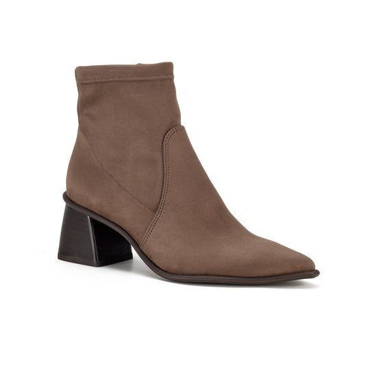 Womens Taupe Soft Stretch Bootie- Paul Green Flo Bootie- 3/4 Angle View view 3