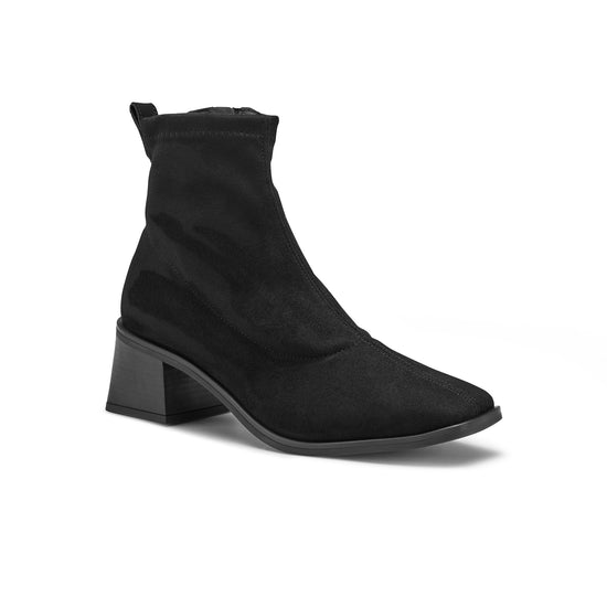 Womens Black Soft Stretch Bootie- Paul Green Shoes Elena Bootie- 3/4 View view 3