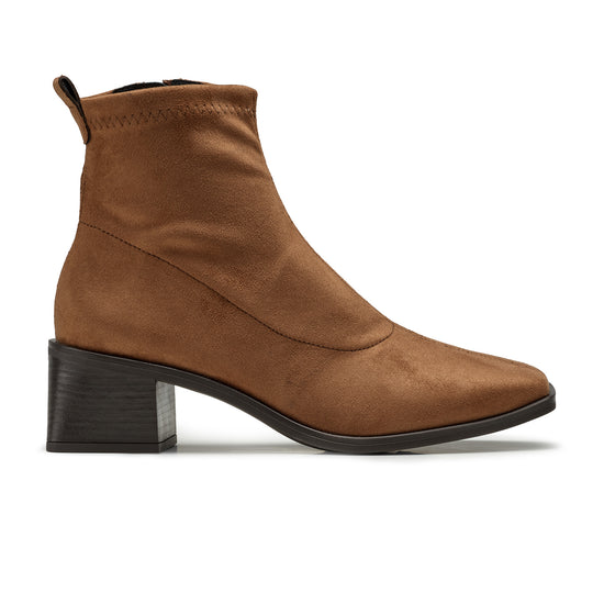 Womens Toffee Stretch Leather Bootie- Paul Green Shoes Elena Bootie- Side View view 1