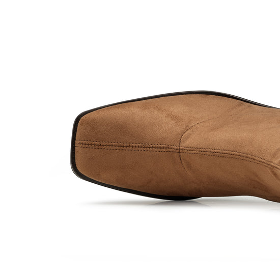 Womens Toffee Stretch Leather Bootie- Paul Green Shoes Elena Bootie- Closeup Toebox View view 2