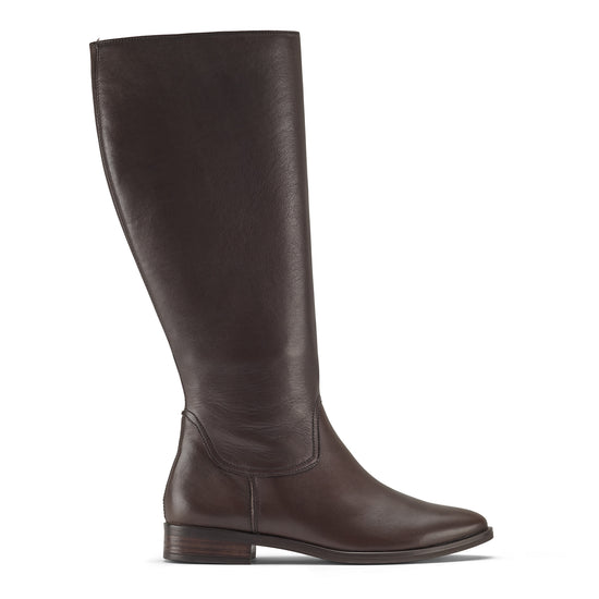 Womens Mocha Silky Leather Boot- Paul Green Shoes Fancy Boot- Side View view 1