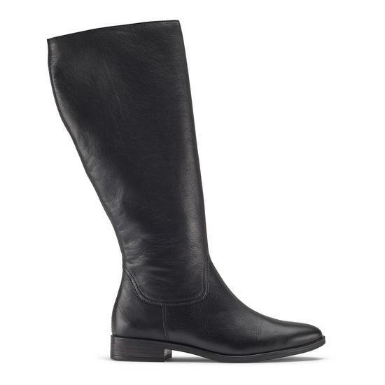 Womens Black Silky Leather Boot- Paul Green Shoes Fancy Boot- Side View view 1
