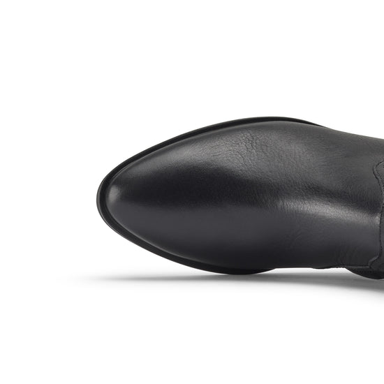 Womens Black Silky Leather Boot- Paul Green Shoes Fancy Boot- Closeup Toebox View view 2