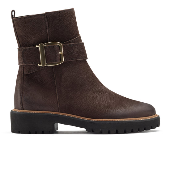 Womens Mocha Grained Nubuk Boot- Paul Green Shoes Francine Boot- Side View view 1