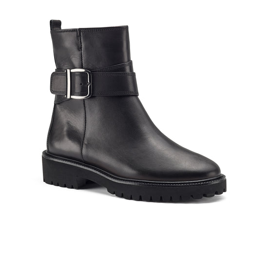 Womens Black Leather Boot- Paul Green Shoes Francine Boot- 3/4 View view 3