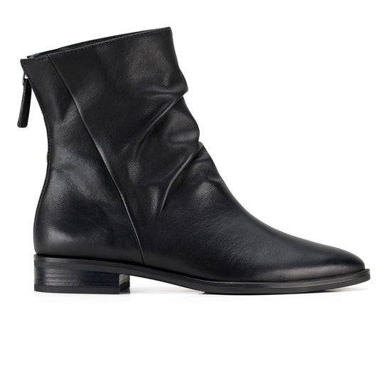 Womens Black Leather Boot- Paul Green Flair Boot- Side Profile View view 1