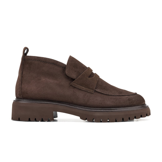 Womens Brown Suede Boot- Paul Green Fab Boot- Side Profile View view 1