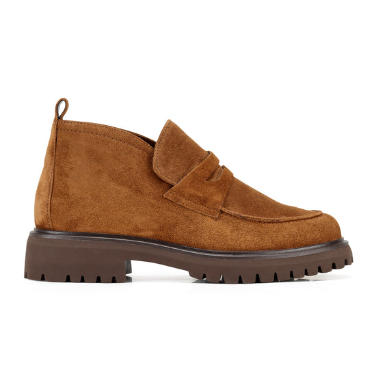 Womens Brown Suede Boot- Paul Green Fab Boot- Side Profile View view 1