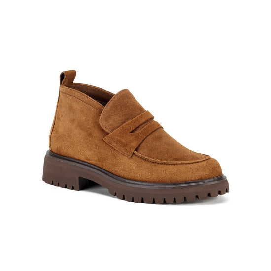 Womens Brown Suede Boot- Paul Green Fab Boot- 3/4 Angle View view 3