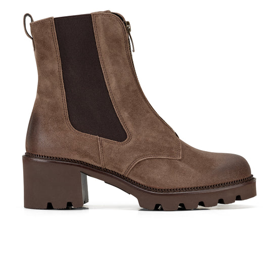 Womens Brown Suede Boot- Paul Green Felicity Boot- Side Profile View view 1