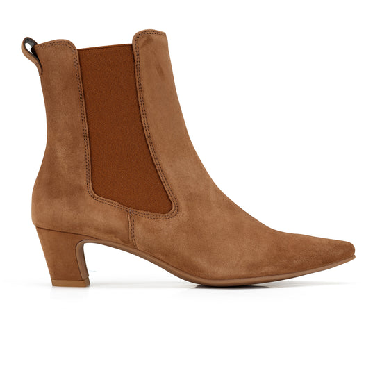 Womens Brown Suede Boot- Paul Green Forever Boot- Side Profile View view 1