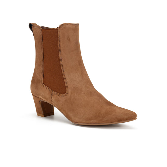 Womens Brown Suede Boot- Paul Green Forever Boot- 3/4 Angle View view 3