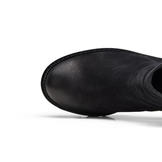 Womens Black Grained Nubuk Boot- Paul Green Shoes Elissa Boot- 3/4 View view 3