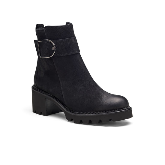 Womens Black Grained Nubuk Boot- Paul Green Shoes Elissa Boot- Closeup Toebox View view 2