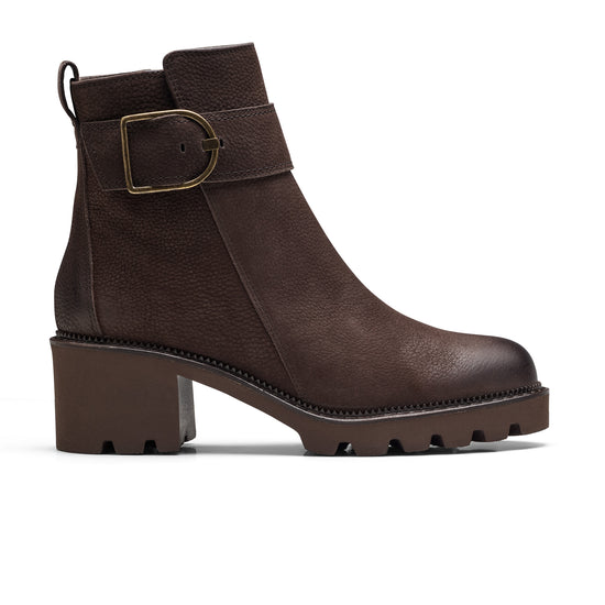 Womens Mocca Grained Nubuk Boot- Paul Green Shoes Elissa Boot- Side View view 1