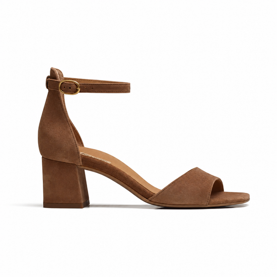 Womens Nut Suede Sandal- Paul Green Shoes Estelle Sandal- Side View view 1