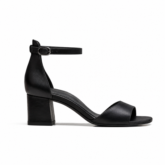 Womens Black Softnappa Sandal- Paul Green Shoes Estelle Sandal- Side View view 1
